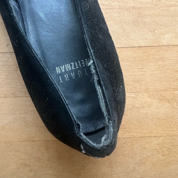 Stuart Weitzman Black Suede Flat with mini-heel and Chrome detail - Picture 6 of 6